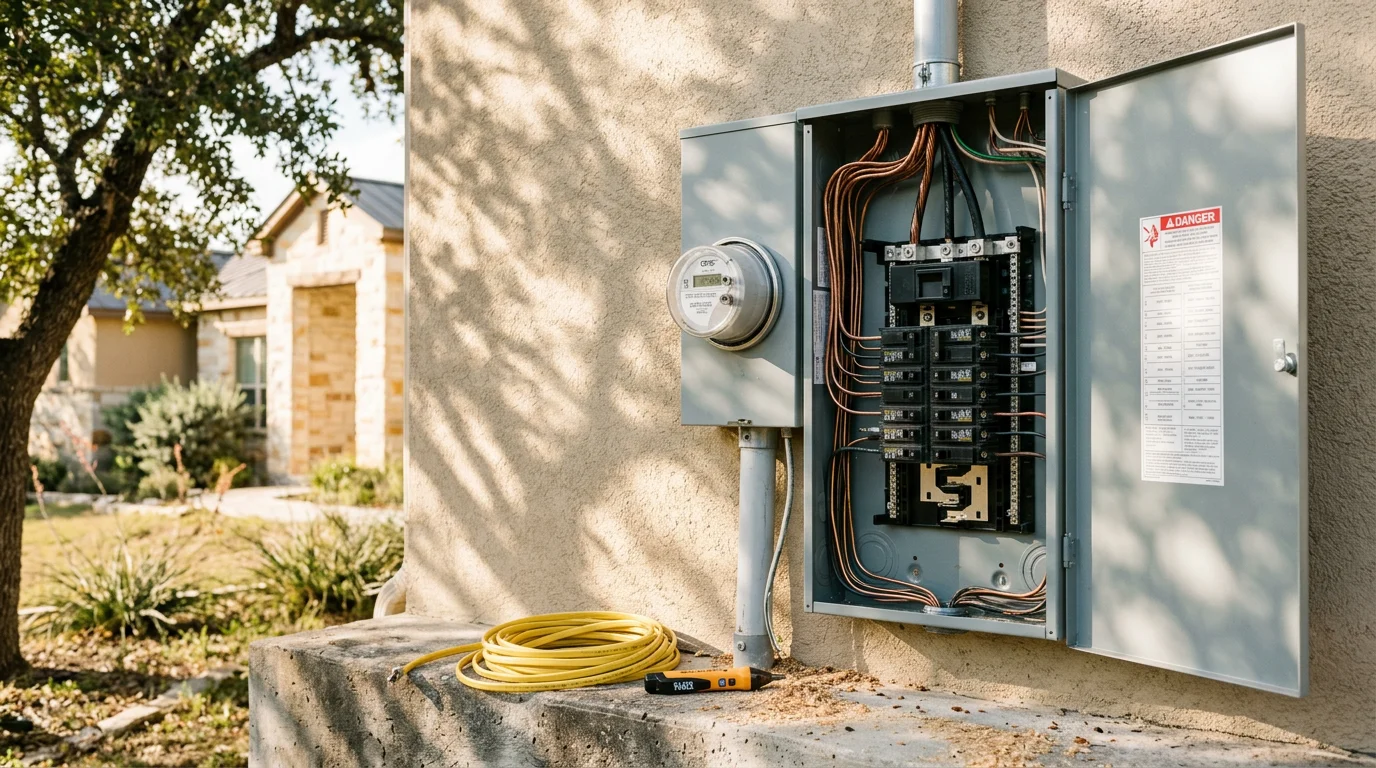 Electrician installing electrical outlet in residential wall